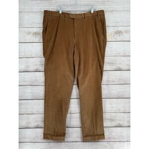 HILTL Corduroy Relaxed Straight Pants Mens 38x32 Brown Cuffed Hem